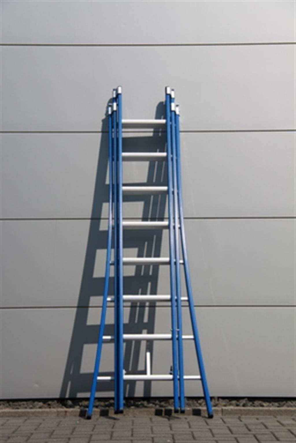 DAS Atlas blauwe 3-delige ladder - 3 x 8 treeds